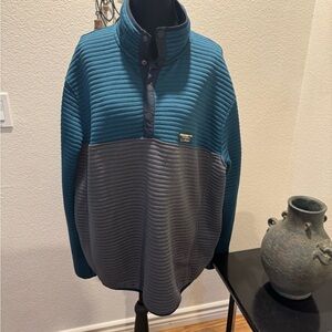 L.L. Bean Teal and Gray Zip Up Sweater
